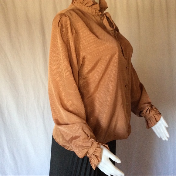 Last Chance! VTG Librarian Blouse Ruffle Necktie - Picture 4 of 8